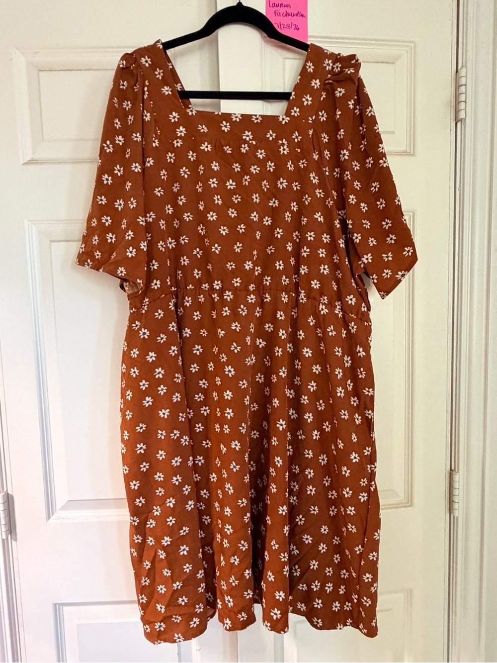 Roolee Rust Brown Floral Midi Dress